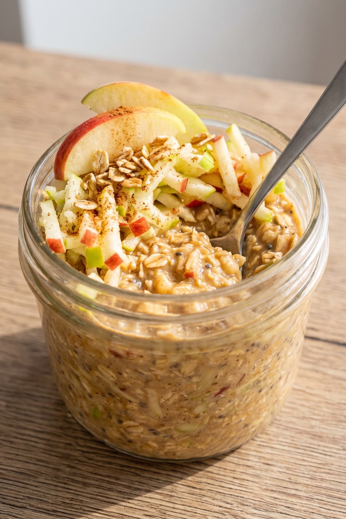 Apple Overnight Oats With Fresh Grated Apple ready to serve