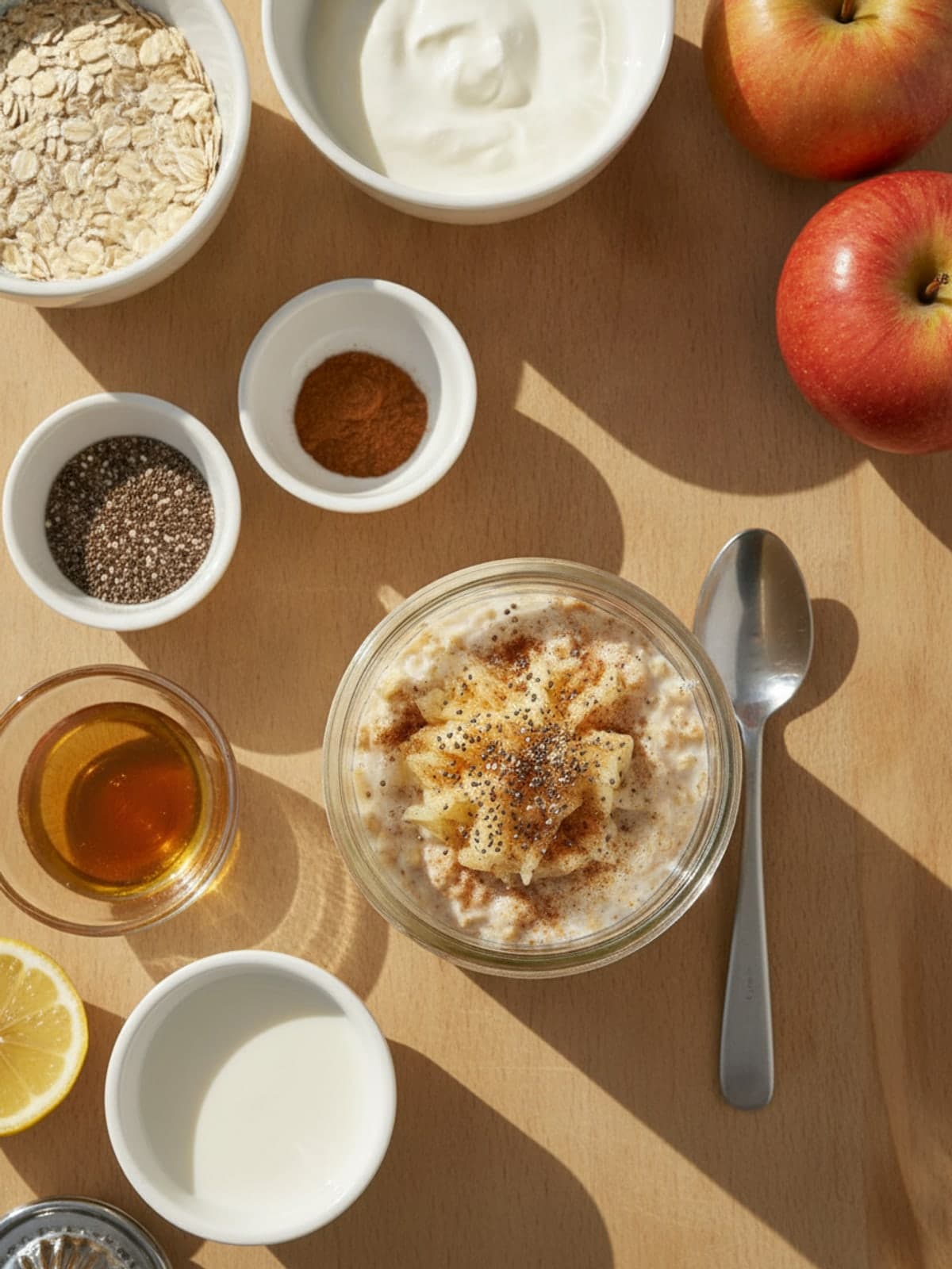 Ingredients for Apple Overnight Oats With Fresh Grated Apple