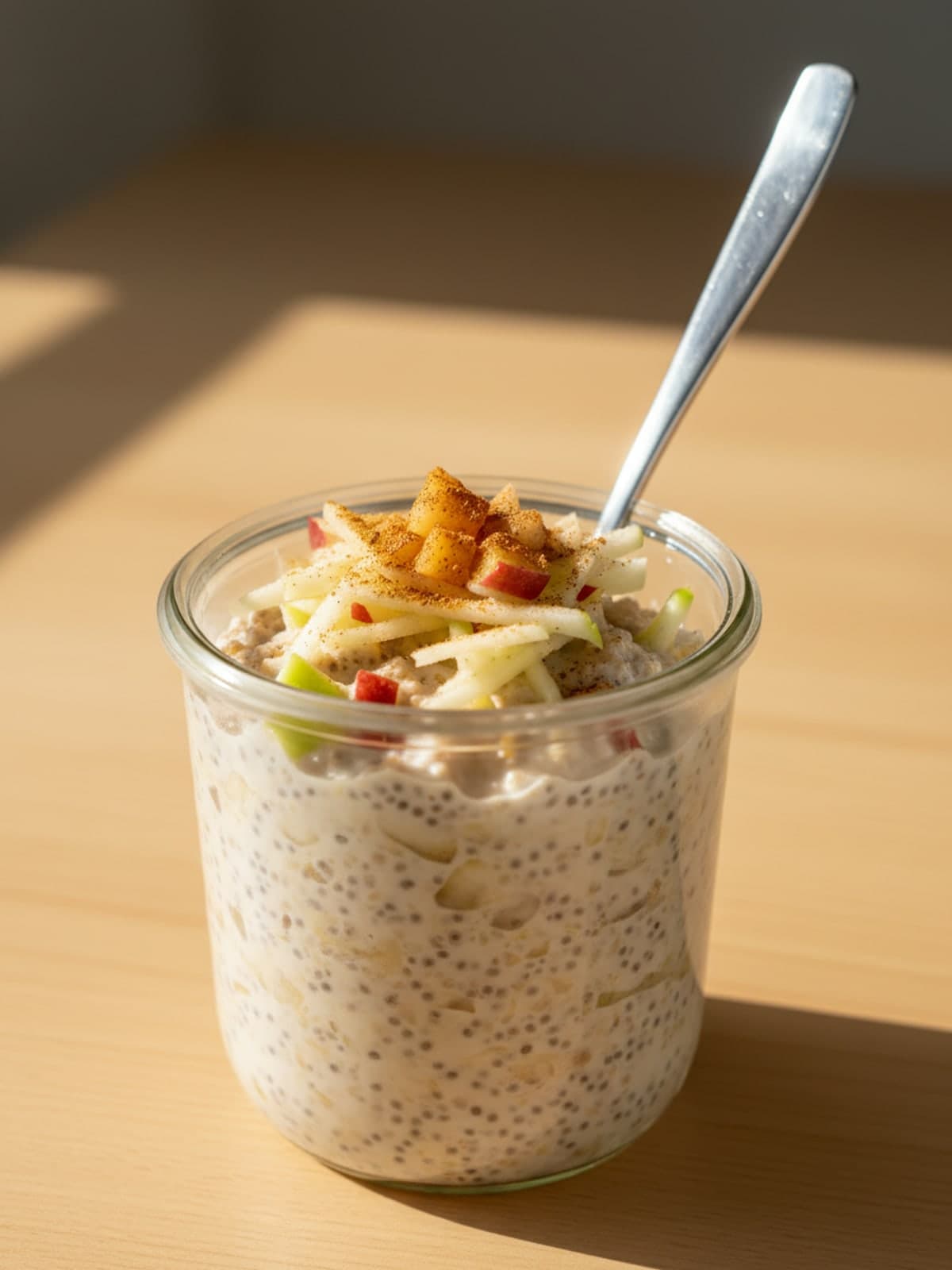 Apple Overnight Oats With Fresh Grated Apple: Chill until thick