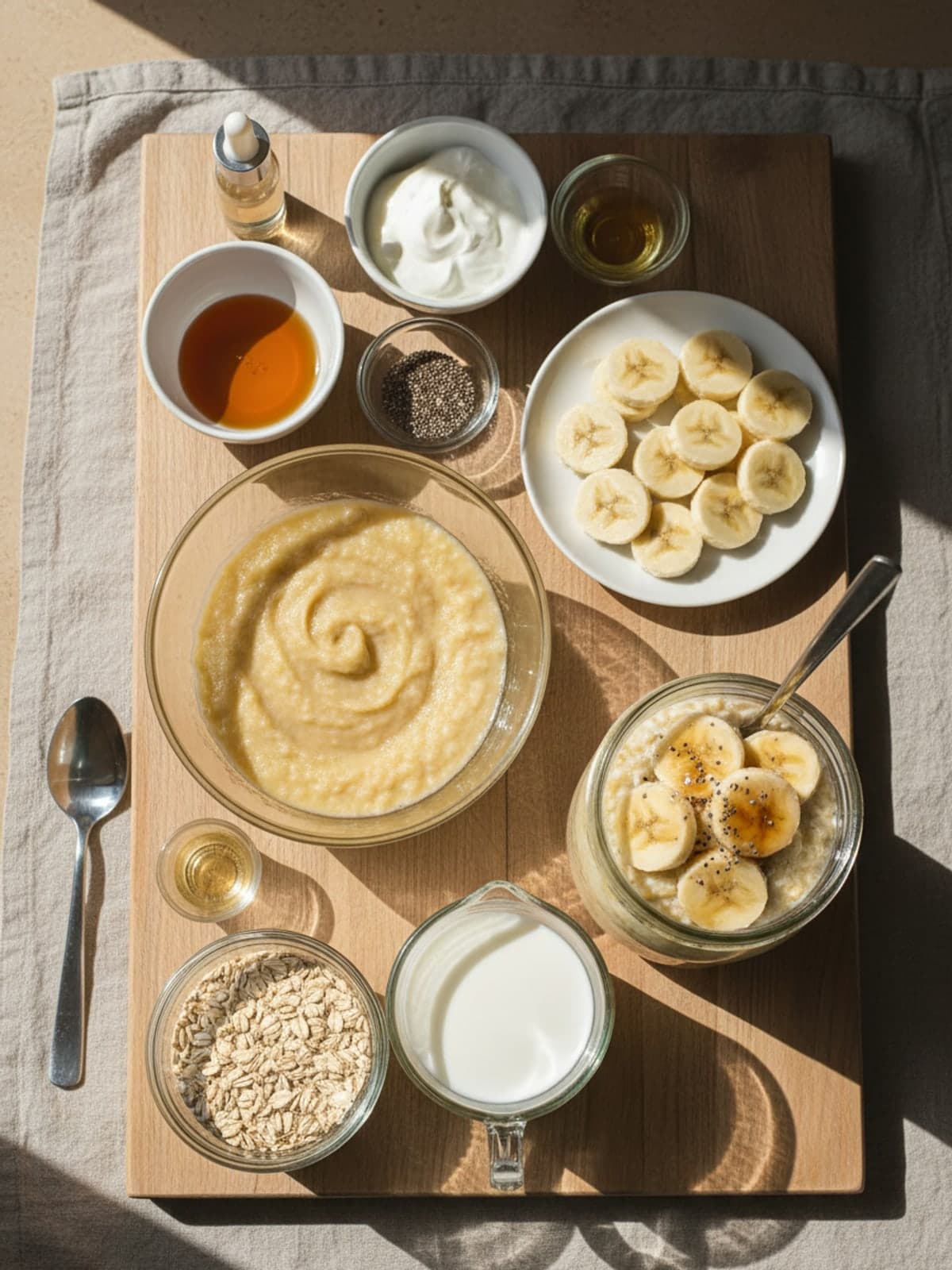 Ingredients for Banana Overnight Oats That Stay Creamy