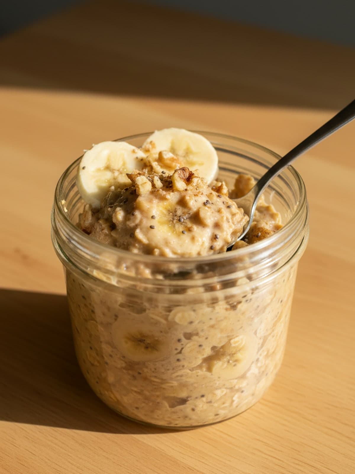 Banana Overnight Oats That Stay Creamy: Chill until thick