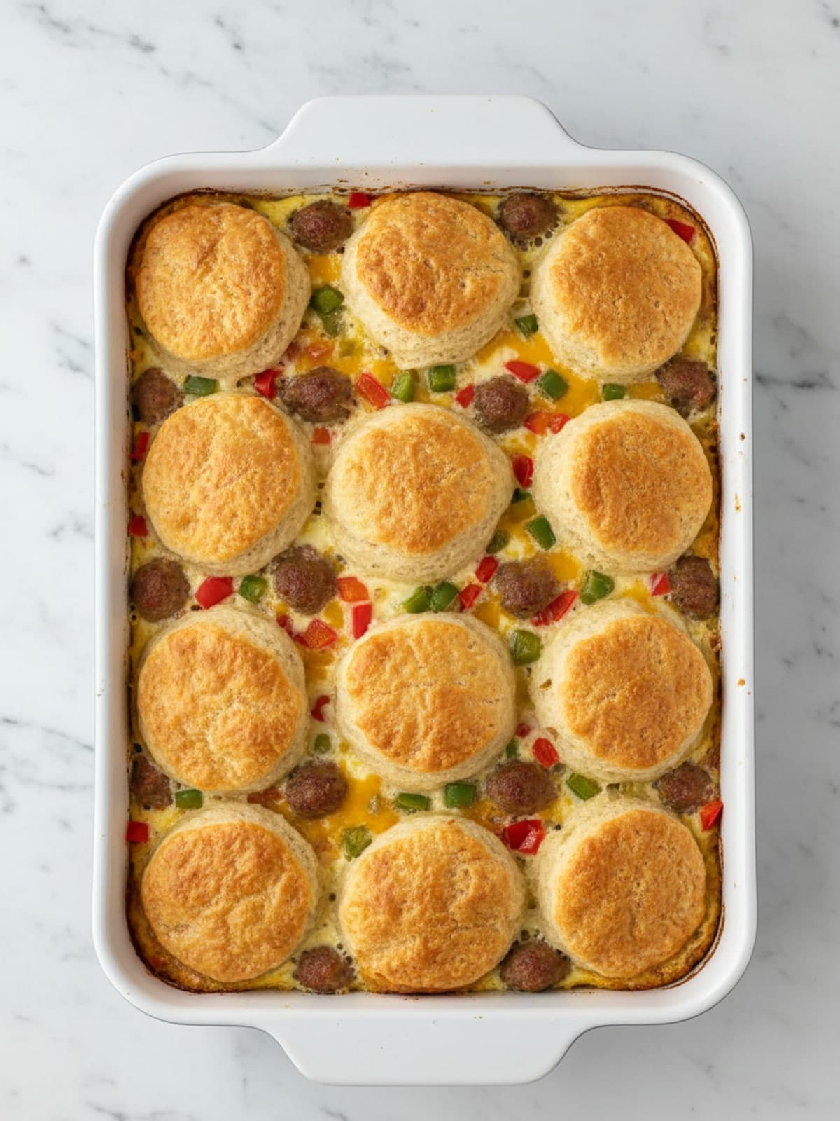 Breakfast Casserole With Biscuits Baked Right on Top: Reach the assembly checkpoint