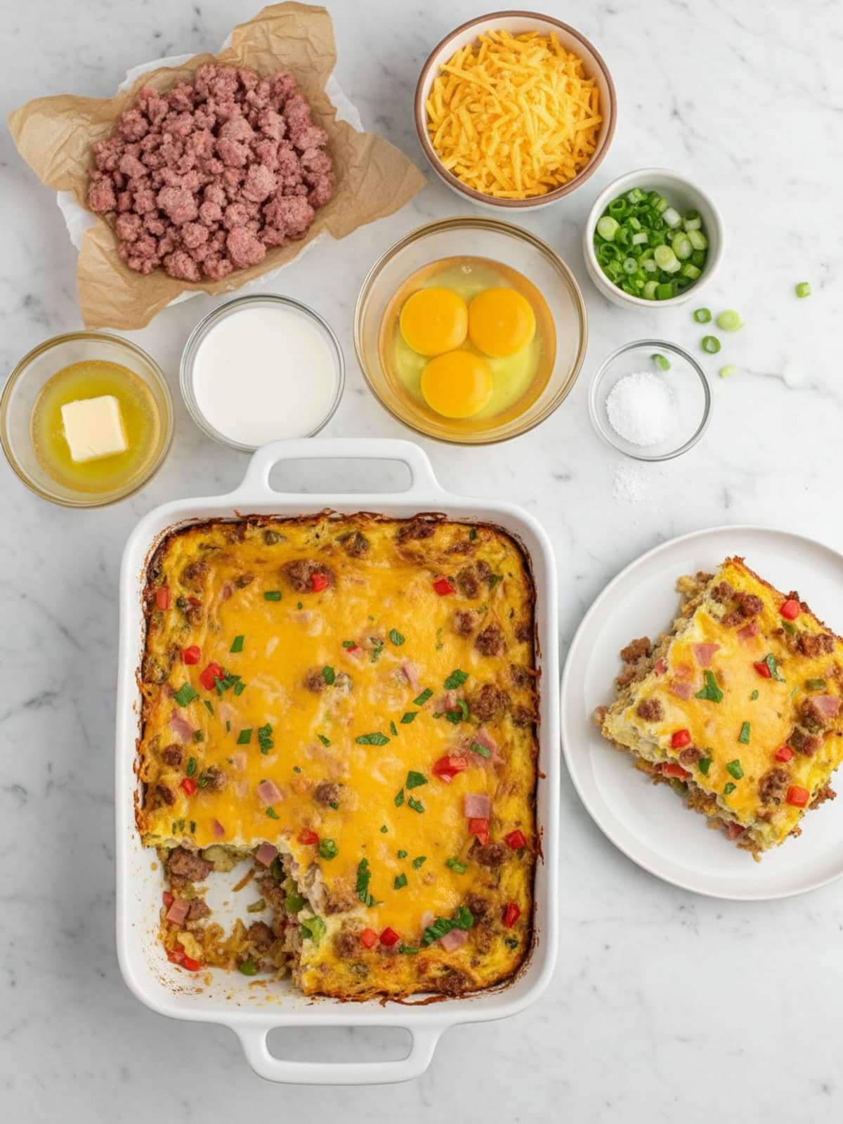 Ingredients for Breakfast Casserole With Hashbrowns, Crisp From the Pan