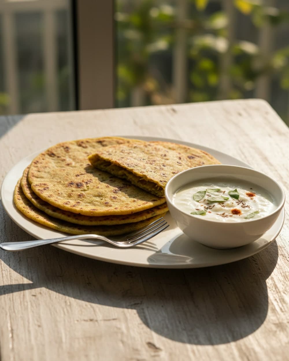 Thepla and Yogurt