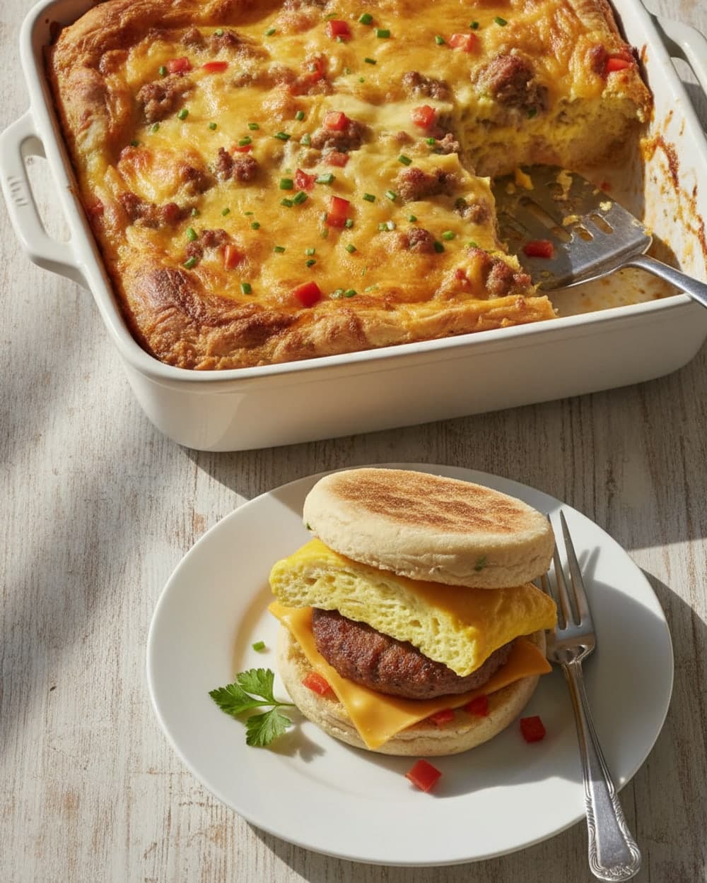 Sausage Egg Cheddar Muffin Sandwiches