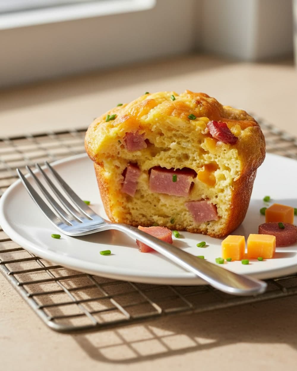 Canadian Bacon Egg Cheddar Muffins