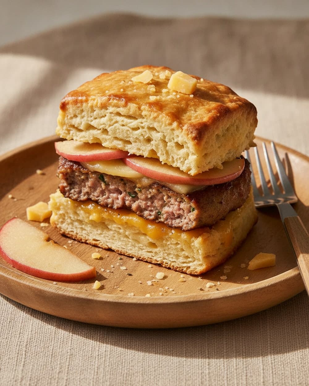 Sausage Apple Cheddar Biscuit Sandwiches