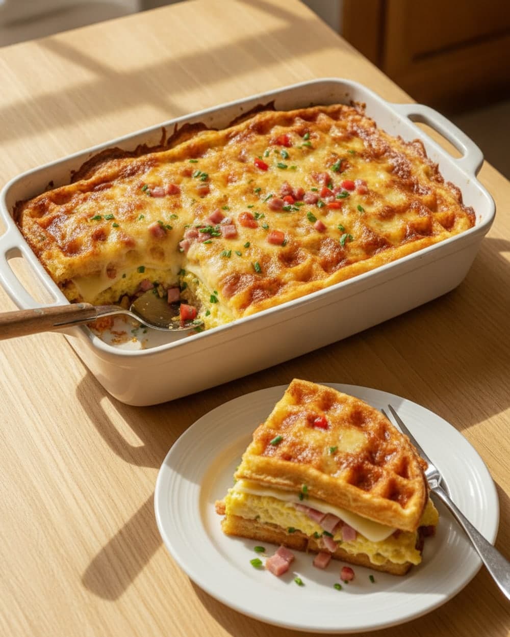 Ham Egg Swiss Waffle Sandwiches