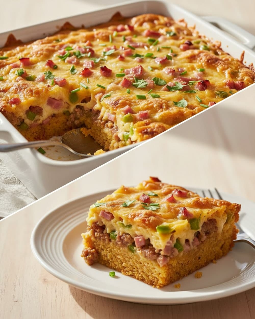 Sausage Cornbread Breakfast Bake