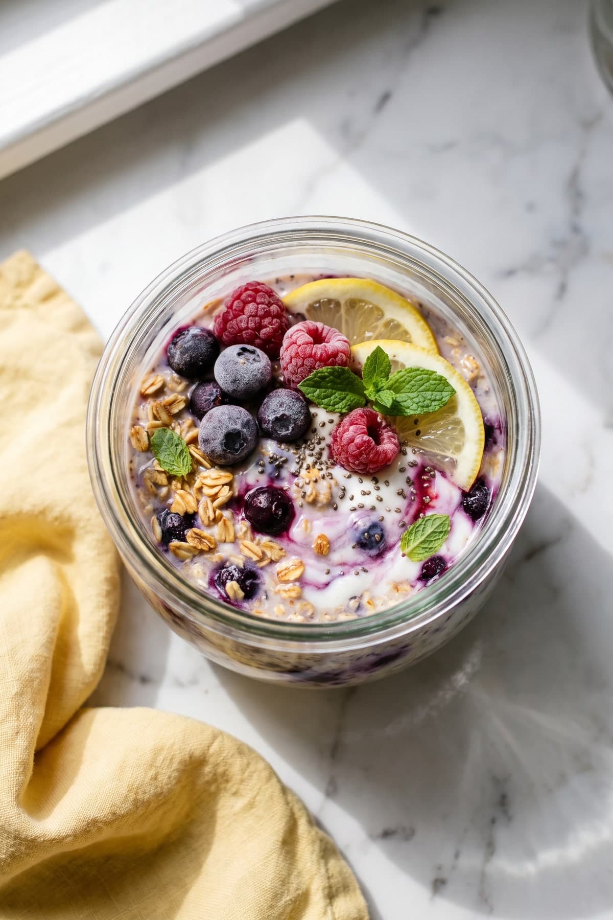 Blueberry Overnight Oats With Frozen Berries