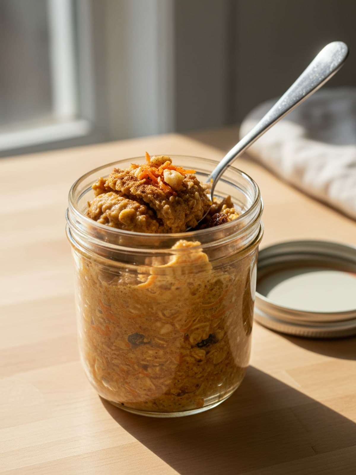 Carrot Cake Overnight Oats With Fresh Shredded Carrot: Chill until set