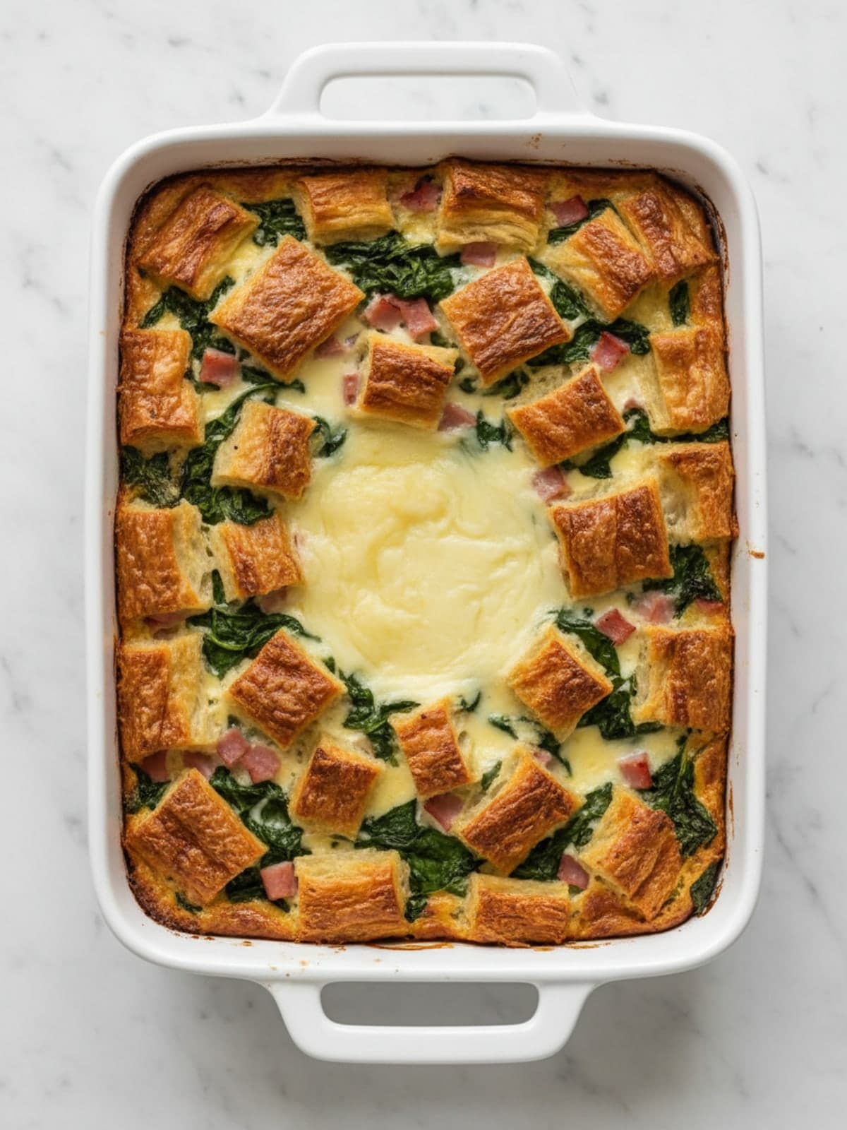 Croissant Breakfast Casserole for Day-Old Croissants: Cook or chill to the center cue