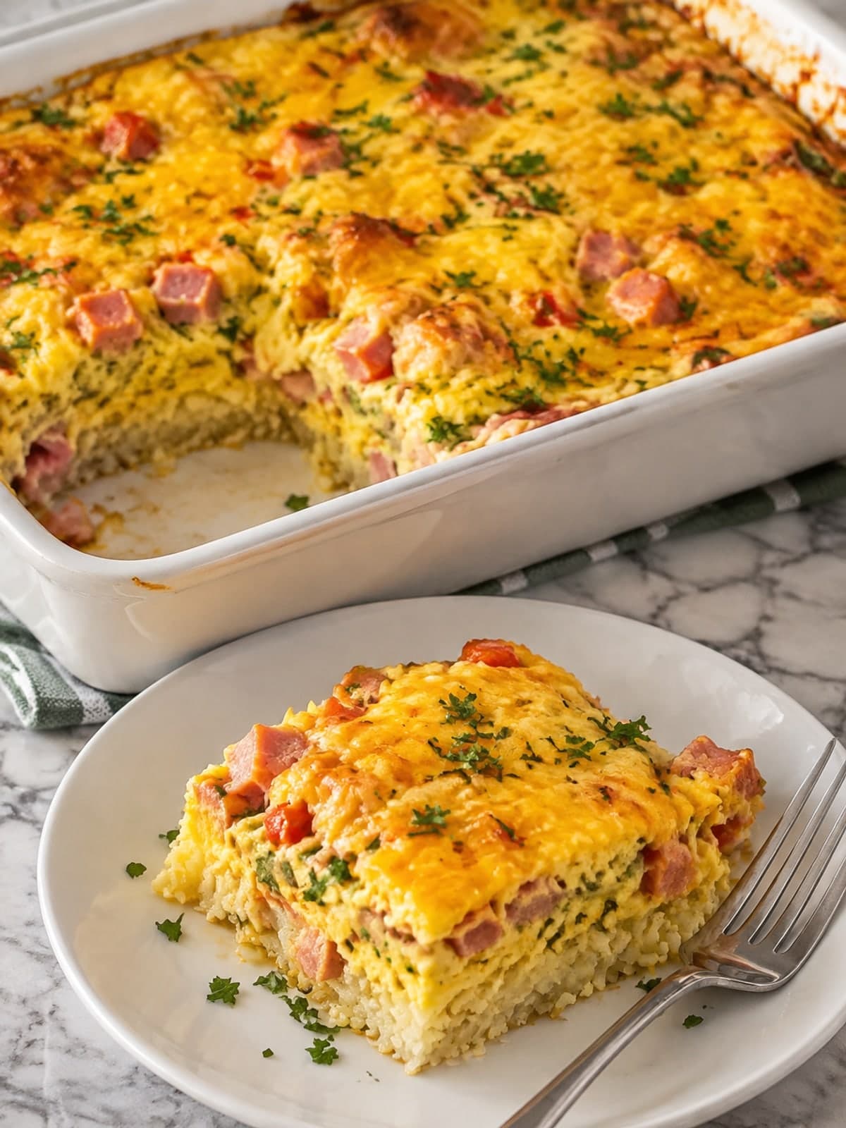 Overnight Crockpot Breakfast Casserole: Build the potato base