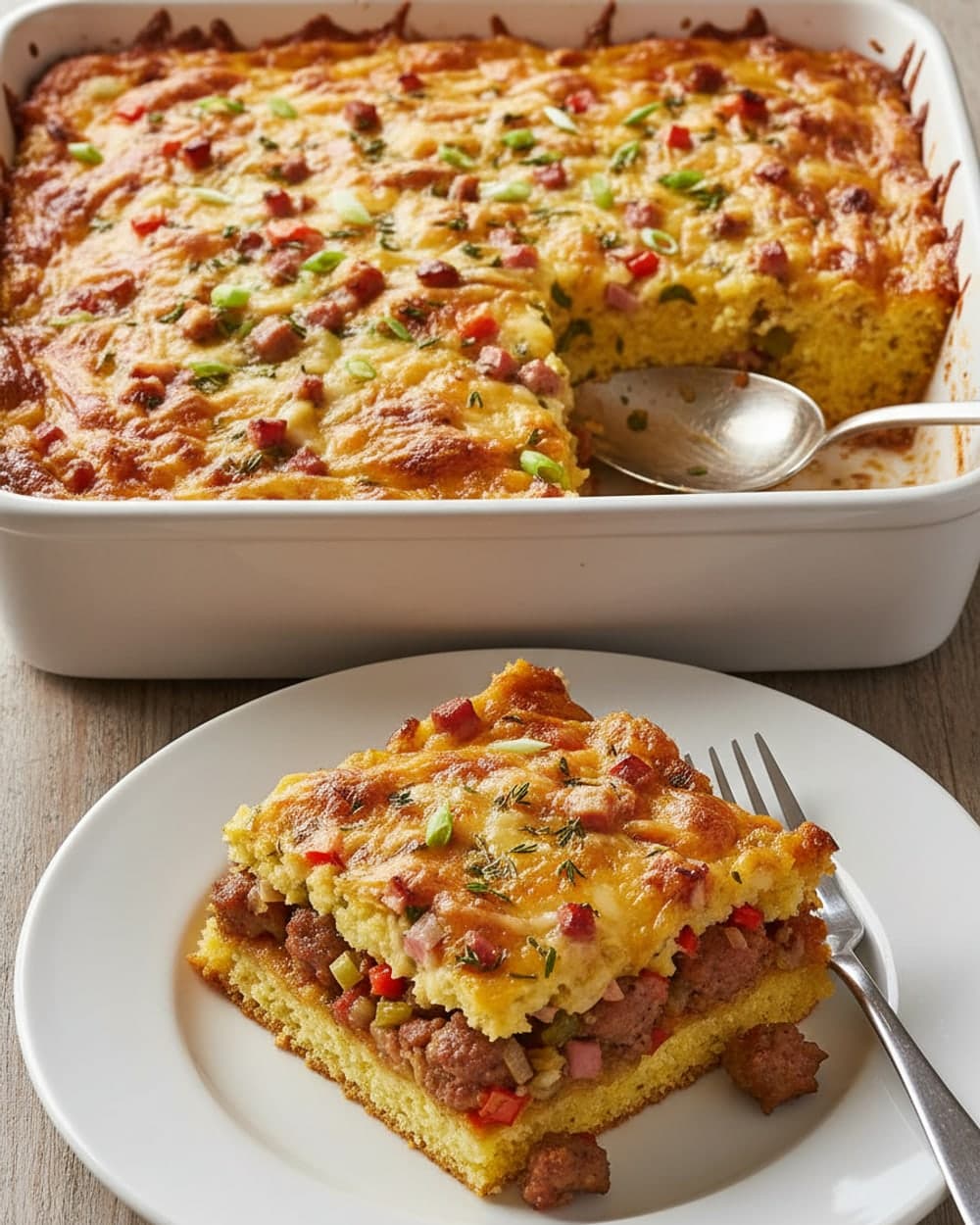 Cornbread Sausage Scallion Pair
