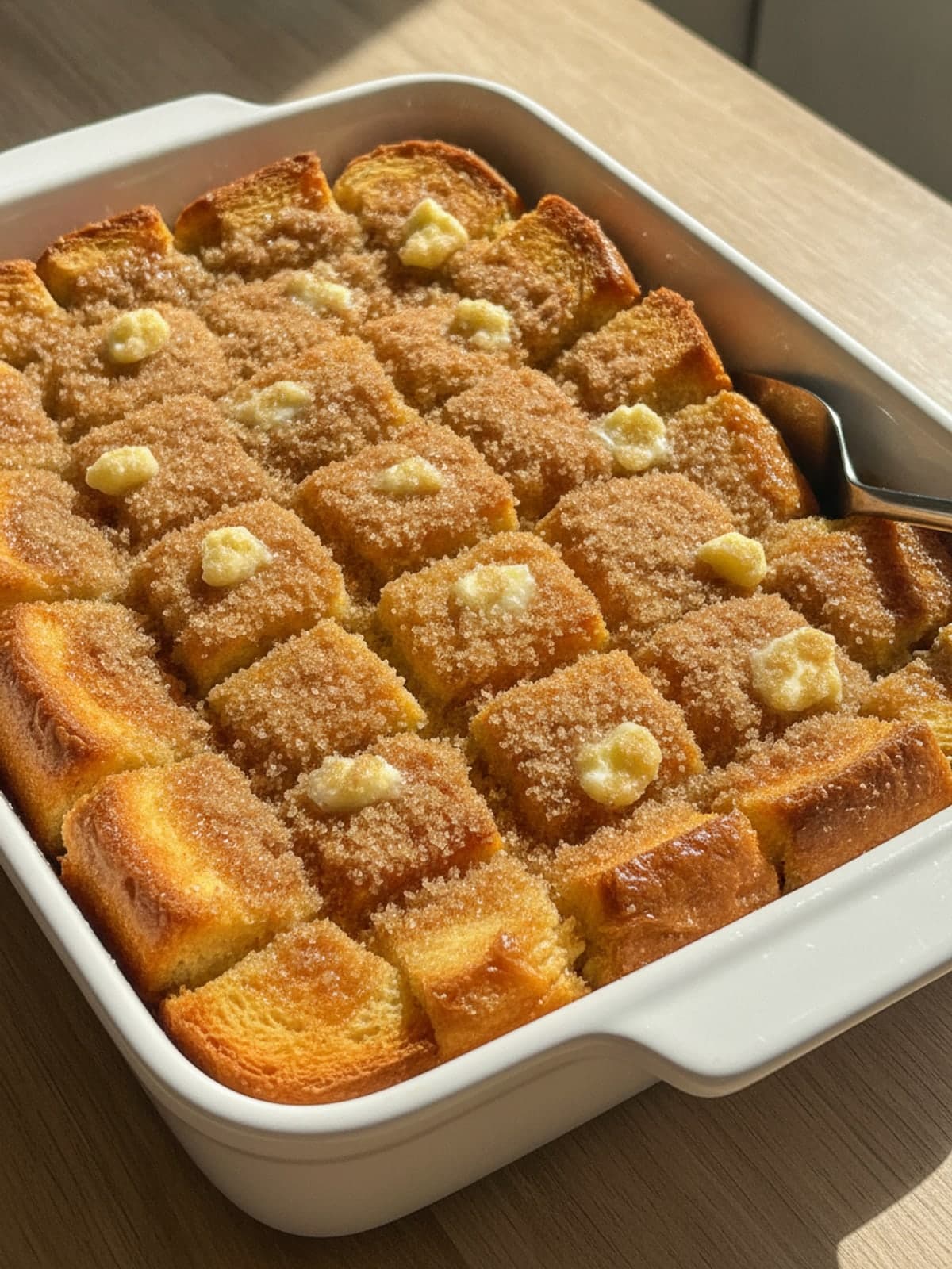 Overnight French Toast Casserole With an Eight-Hour Soak: Top before baking