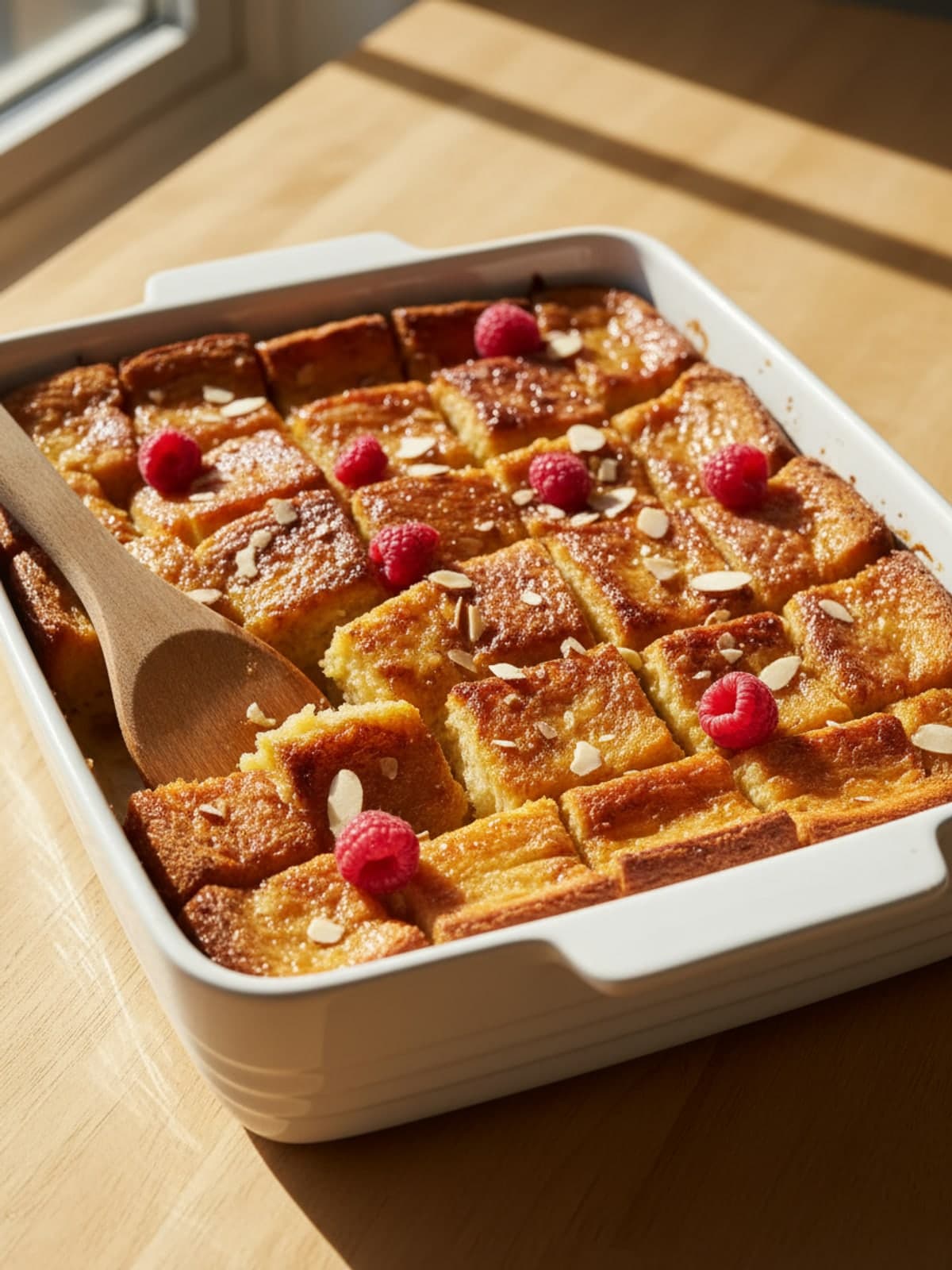 French Toast Bake Overnight: Soak every cube