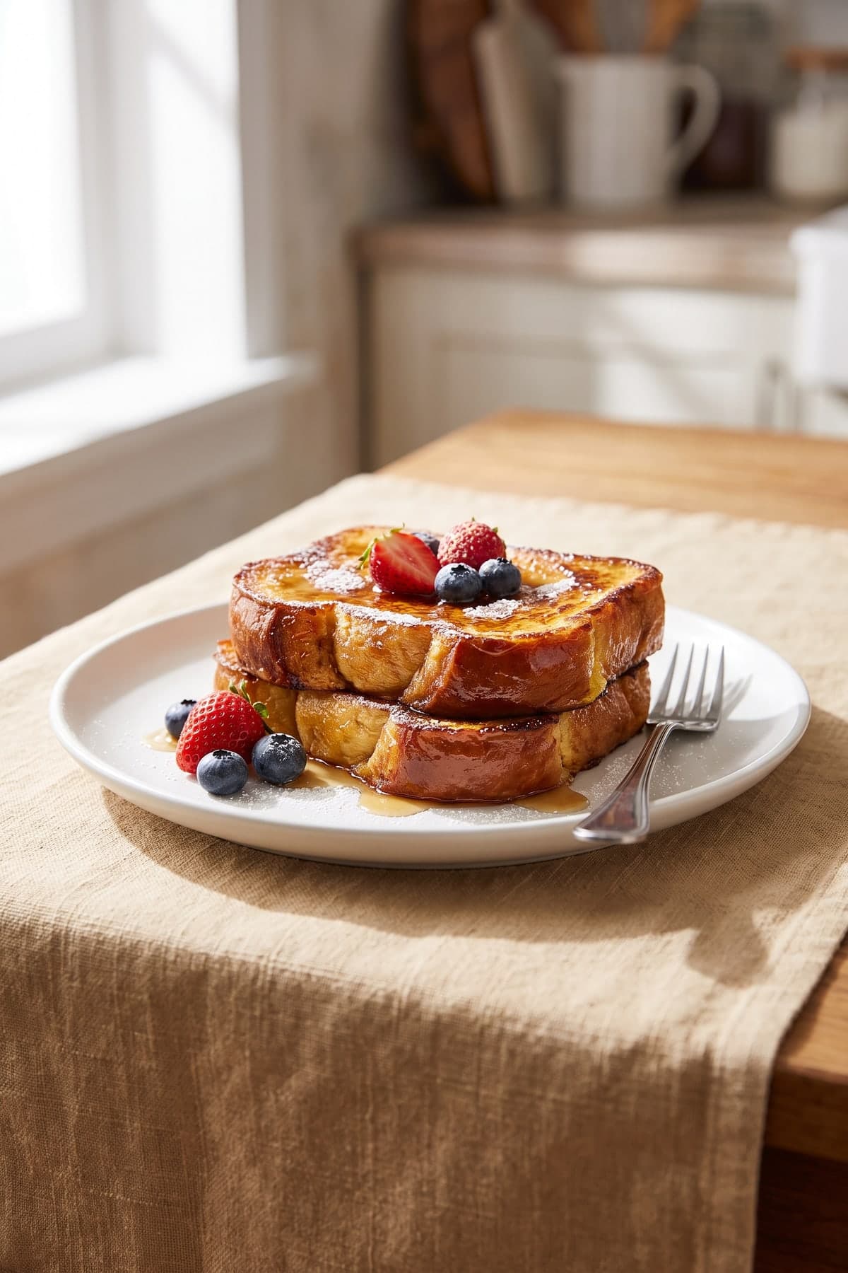 French Toast With Deep-Soaked Vanilla Custard ready to serve