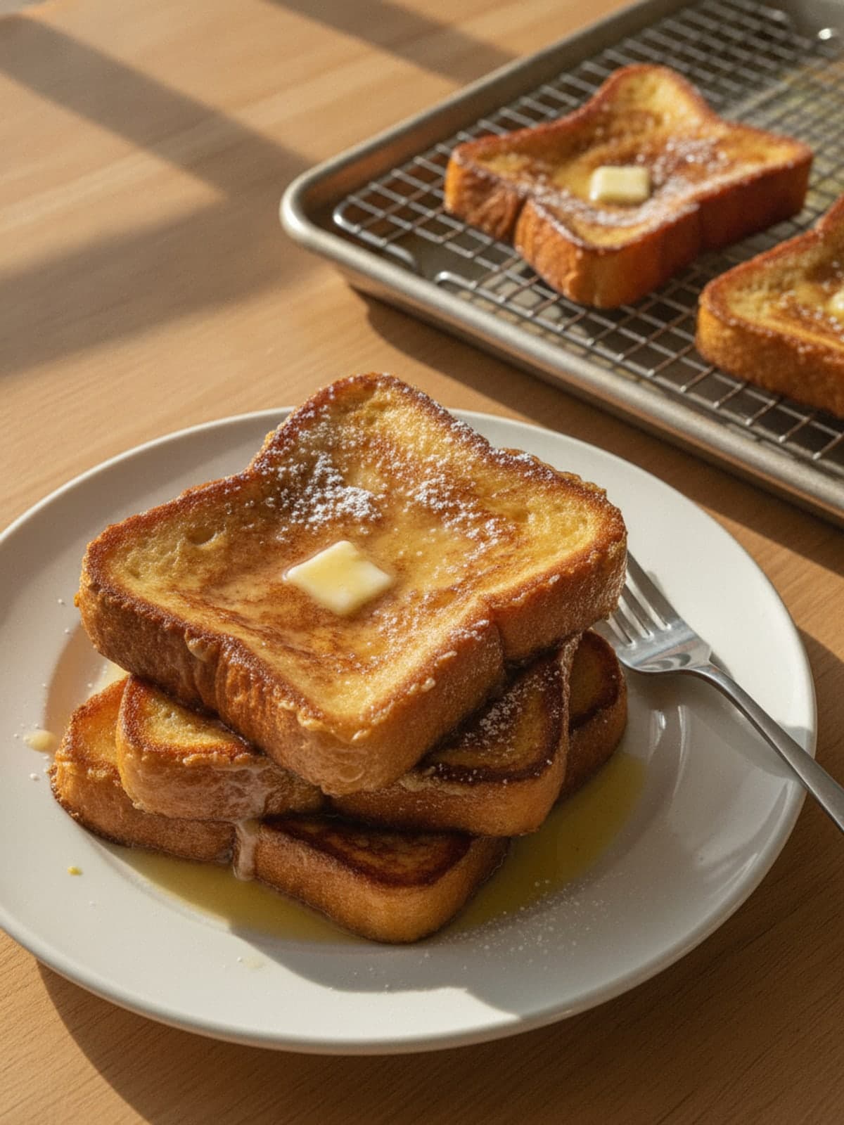 French Toast With Deep-Soaked Vanilla Custard: Finish in batches