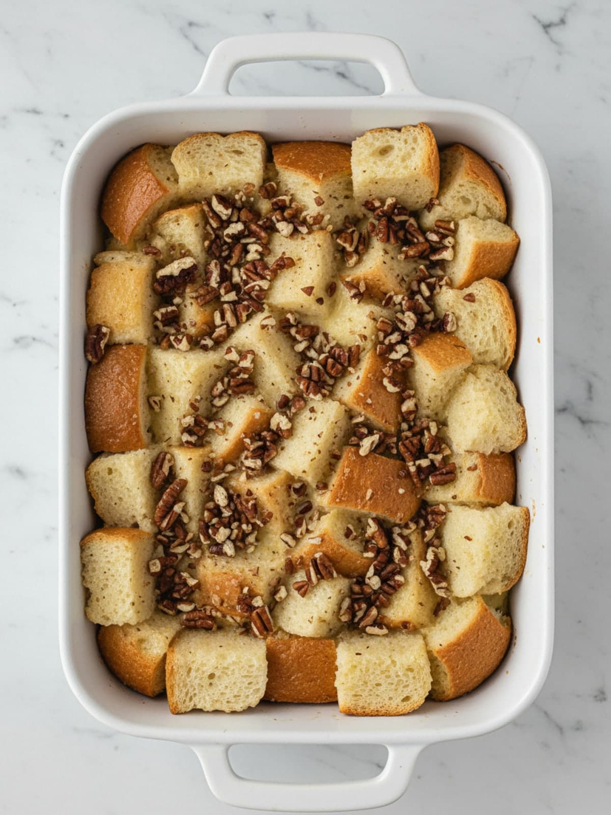 French Toast Casserole Built the Night Before: Build the decisive layers