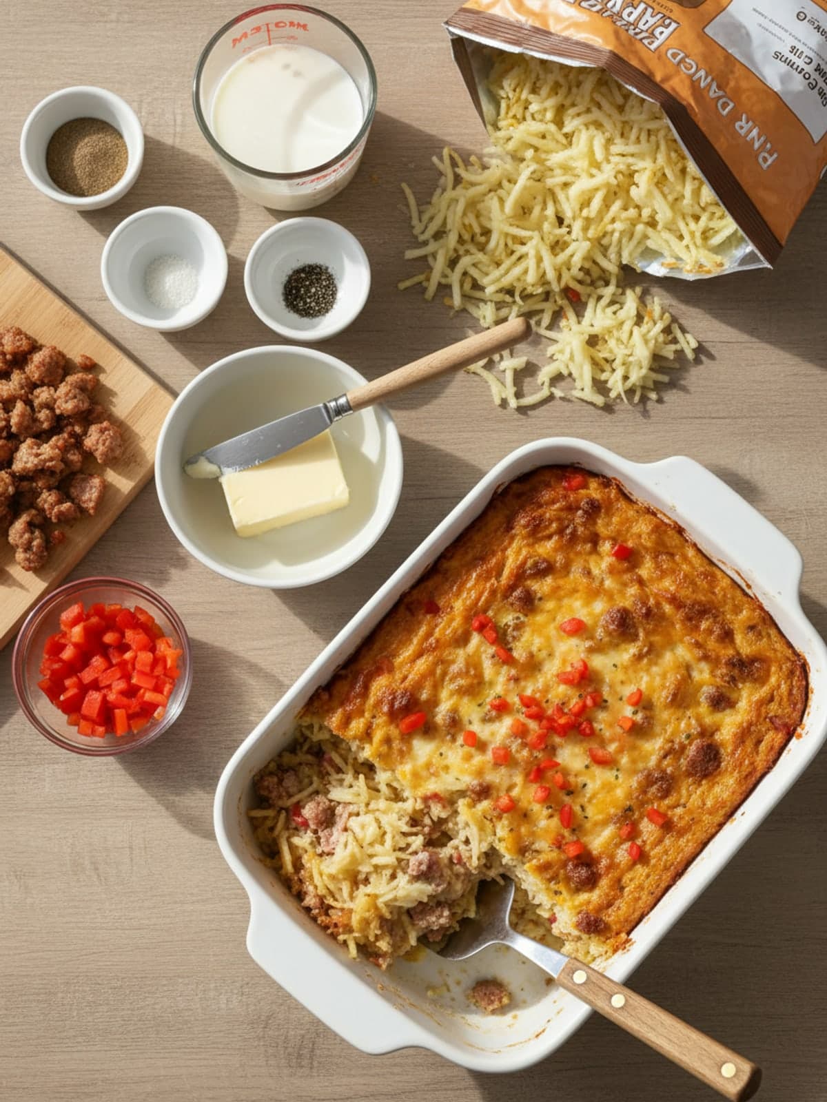 Ingredients for Hash Brown Casserole Breakfast Without Canned Soup