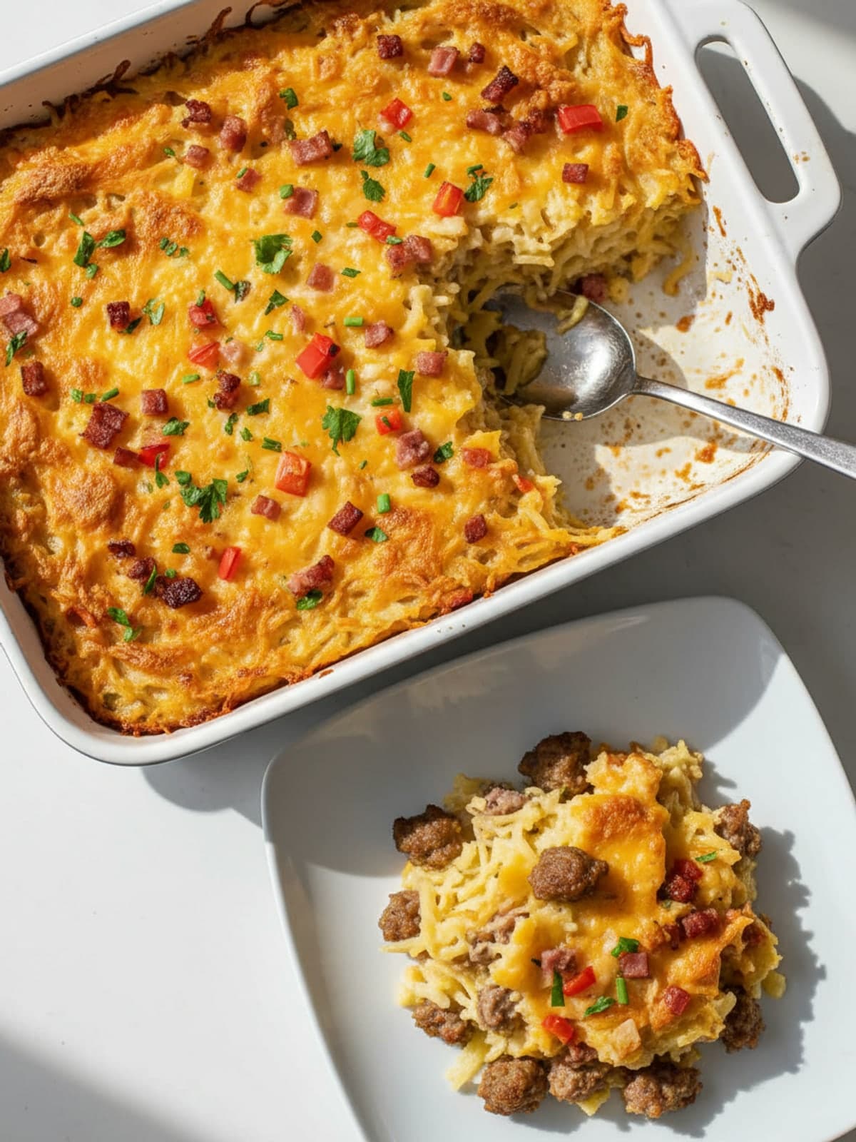Hash Brown Casserole Breakfast Without Canned Soup: Brown the sausage