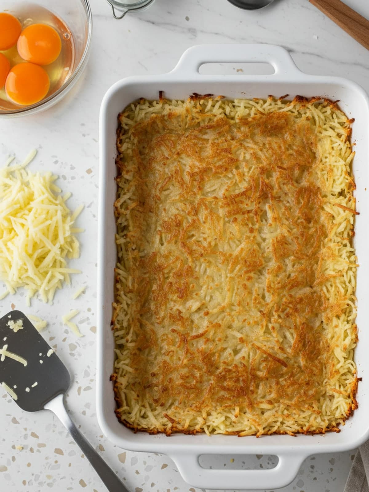 Hashbrown Breakfast Casserole With a Crisp Bottom Layer: Build the decisive layers