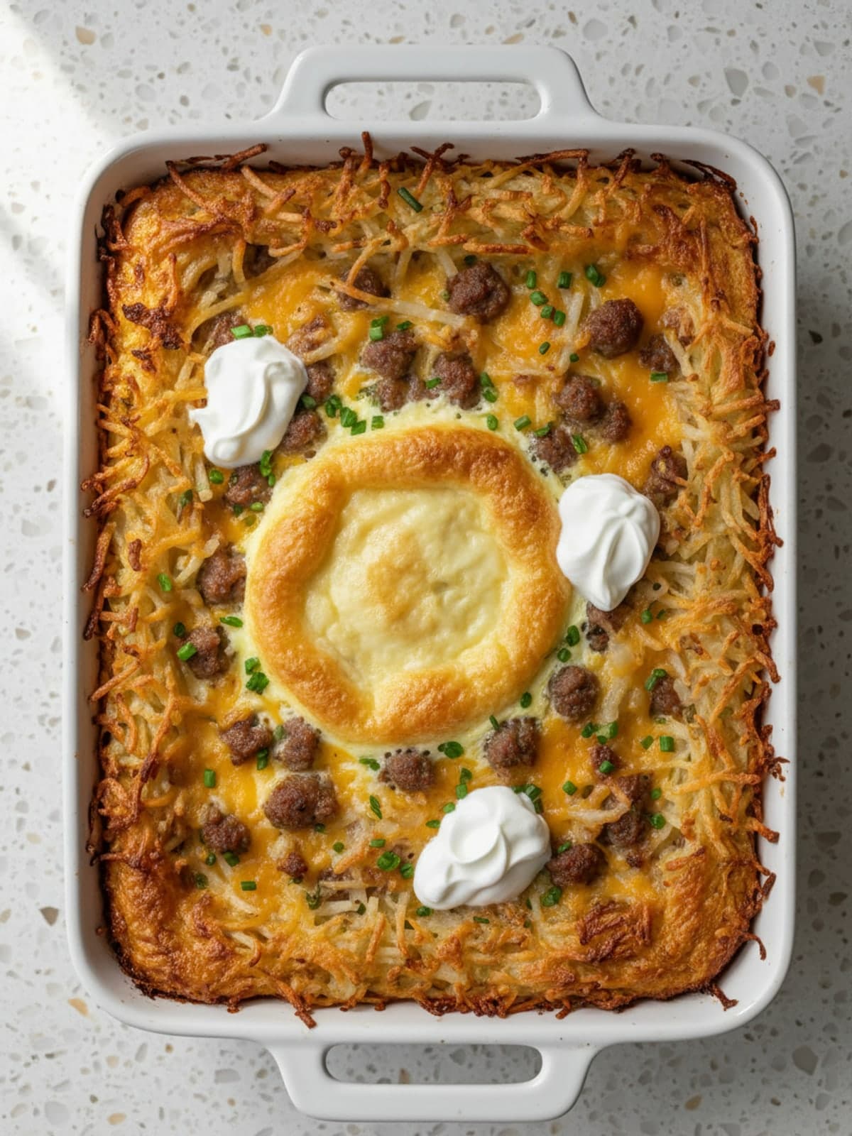 Hashbrown Breakfast Casserole With a Crisp Bottom Layer: Check texture and portion