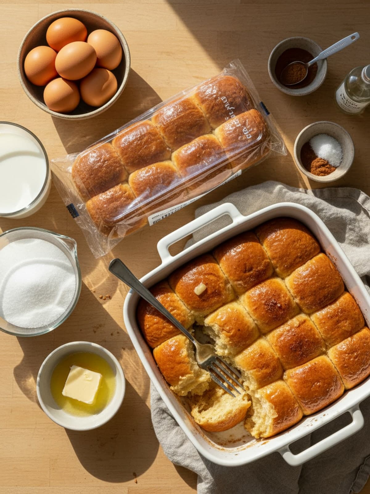 Ingredients for Hawaiian Roll French Toast Pull-Apart Bake