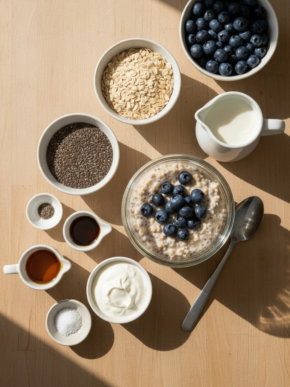 Ingredients for Overnight Oats With Chia Seeds That Set Thick