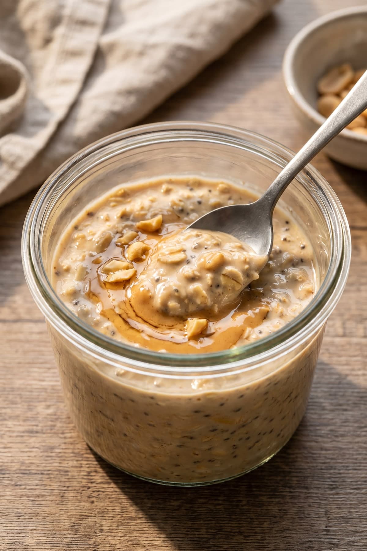 Peanut Butter Overnight Oats That Stay Stirrable ready to serve
