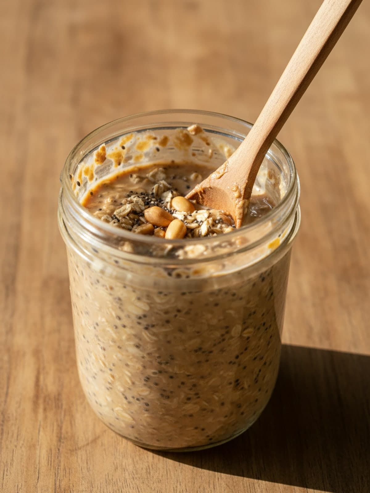 Peanut Butter Overnight Oats That Stay Stirrable: Add the dry ingredients