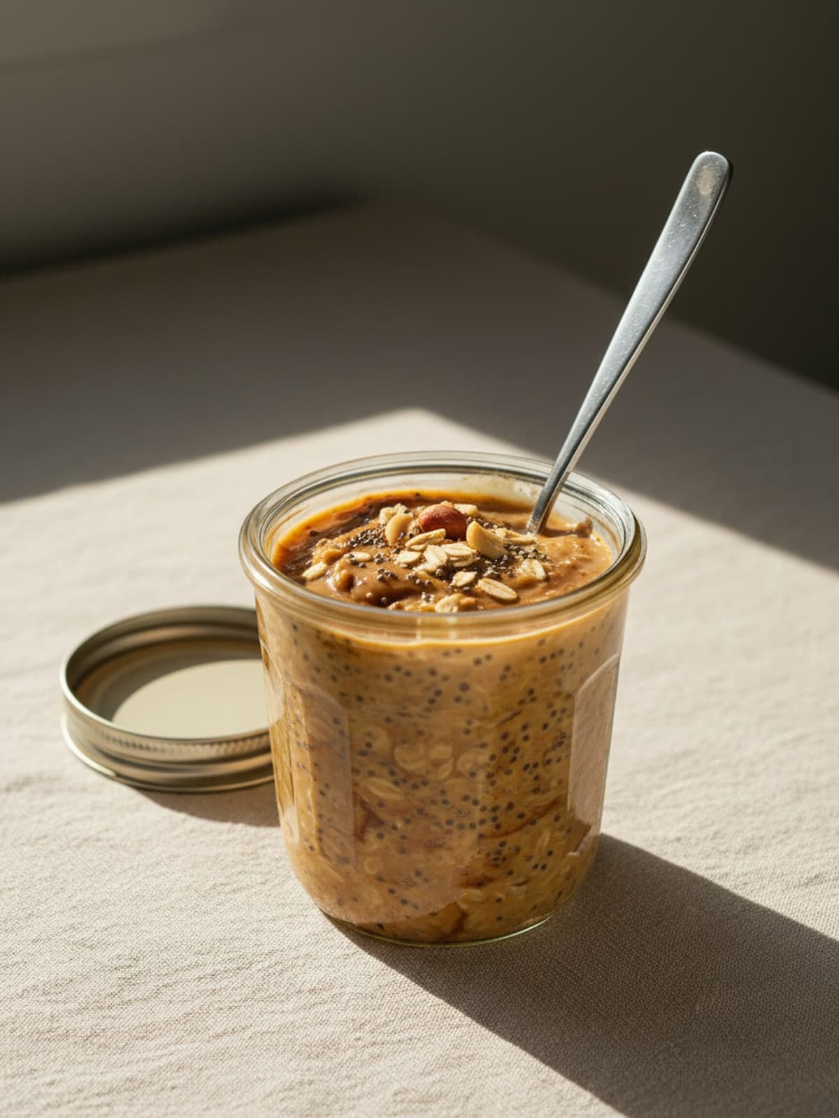 Peanut Butter Overnight Oats That Stay Stirrable: Chill until set