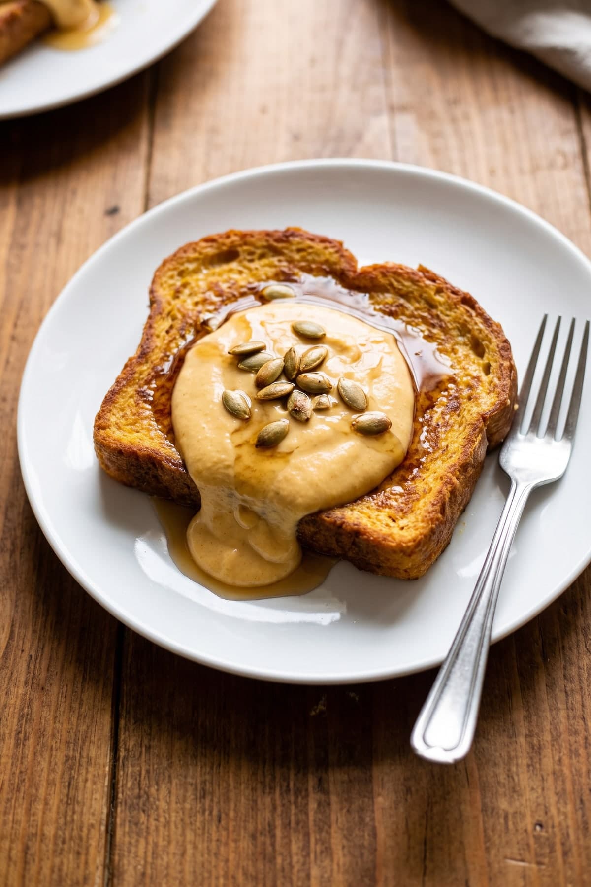 Pumpkin French Toast With Smooth Pumpkin Custard ready to serve