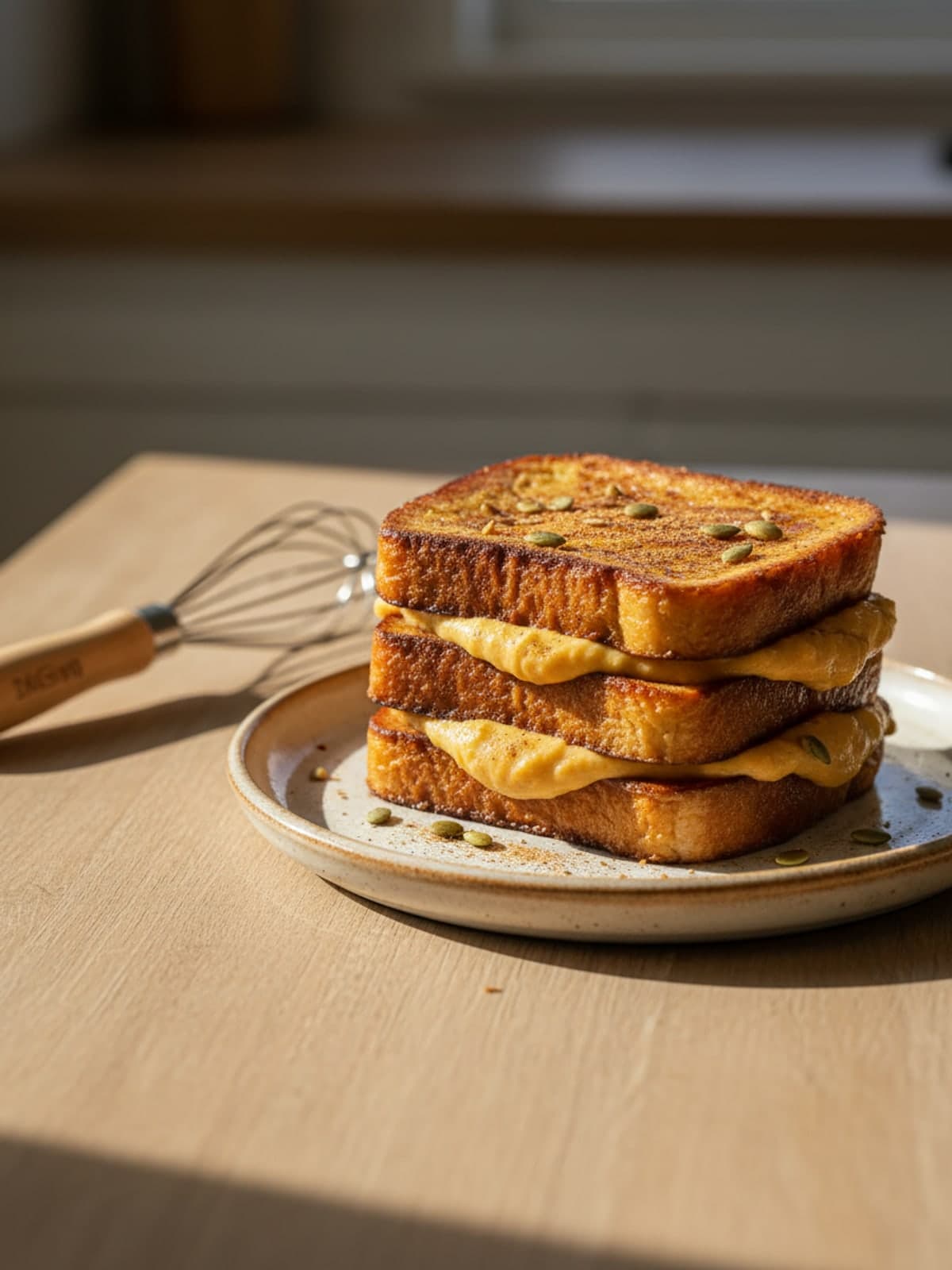 Pumpkin French Toast With Smooth Pumpkin Custard: Whisk the custard