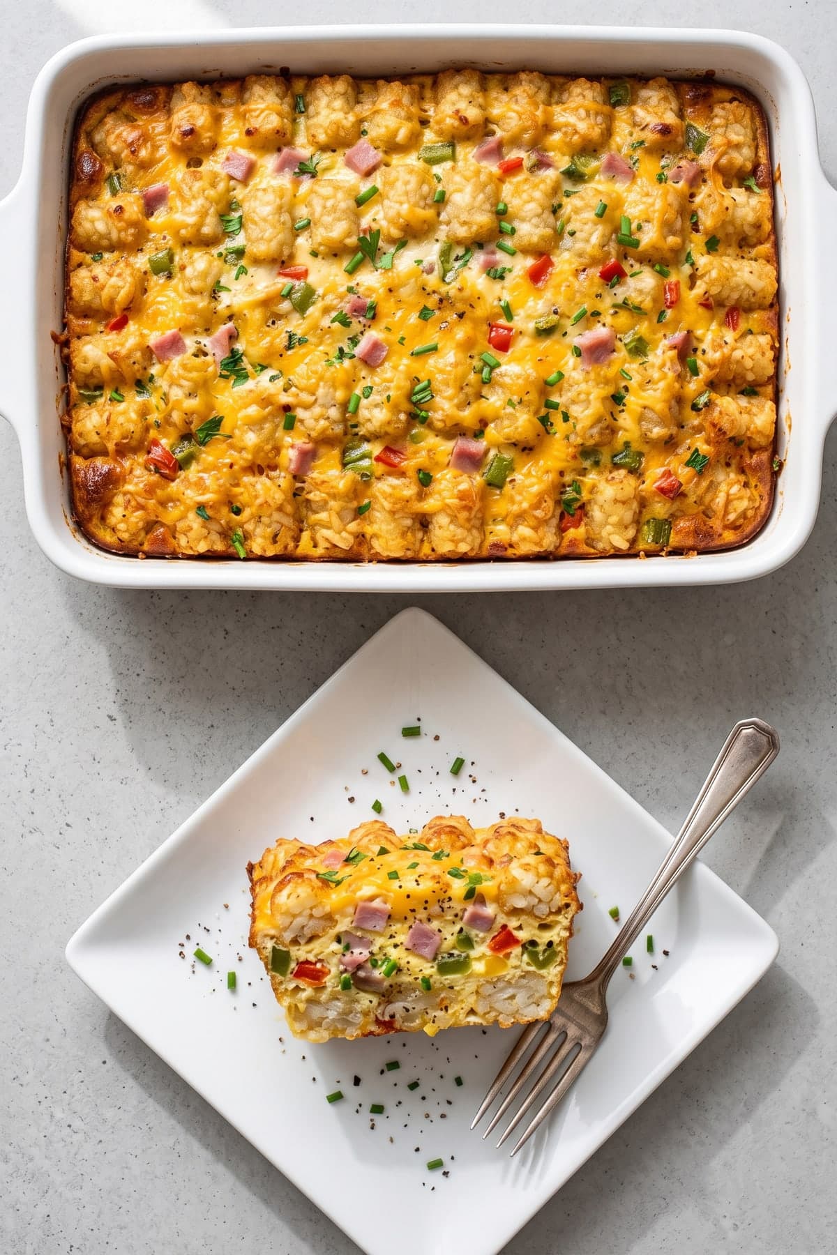 Tator Tot Egg Casserole Breakfast for the Next Day ready to serve