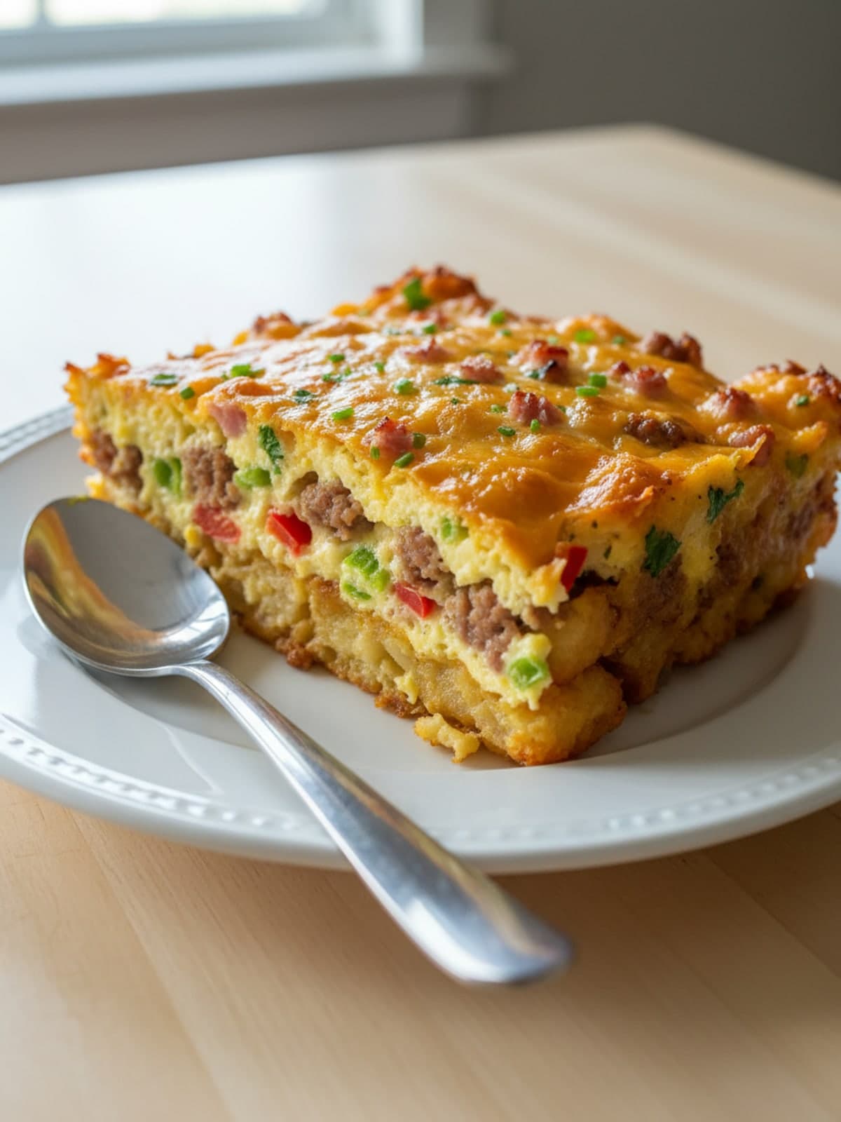 Tator Tot Egg Casserole Breakfast for the Next Day: Brown sausage