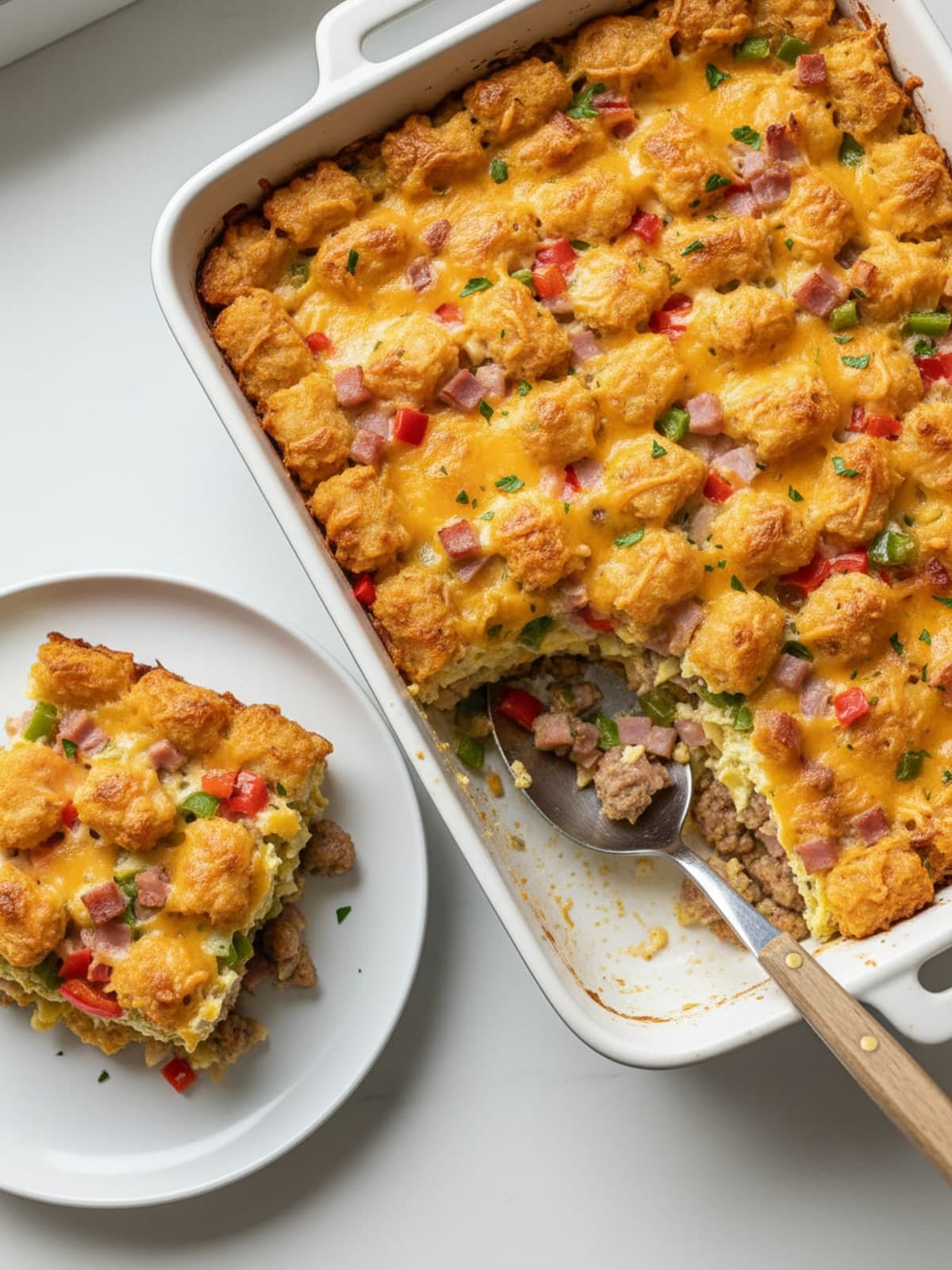 Tator Tot Egg Casserole Breakfast for the Next Day: Whisk custard