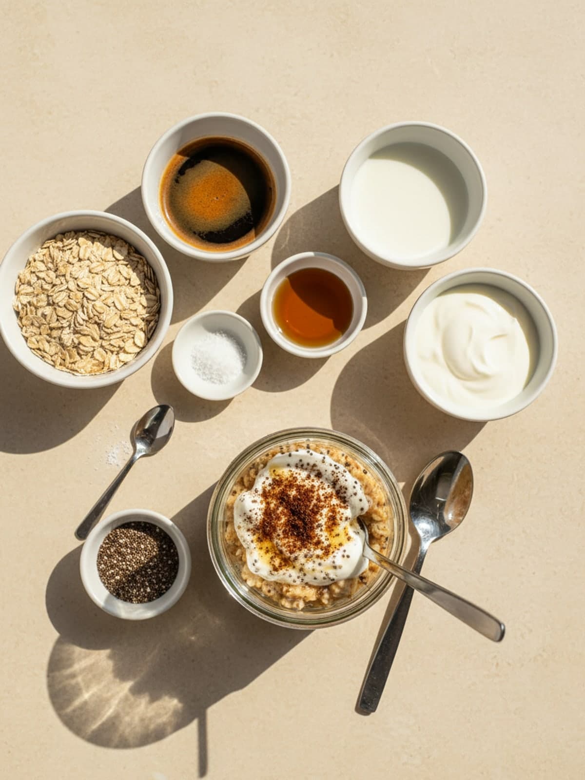 Ingredients for Tiramisu Overnight Oats With Real Espresso