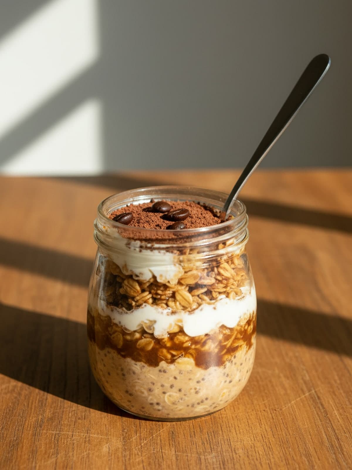 Tiramisu Overnight Oats With Real Espresso: Mix the oat base