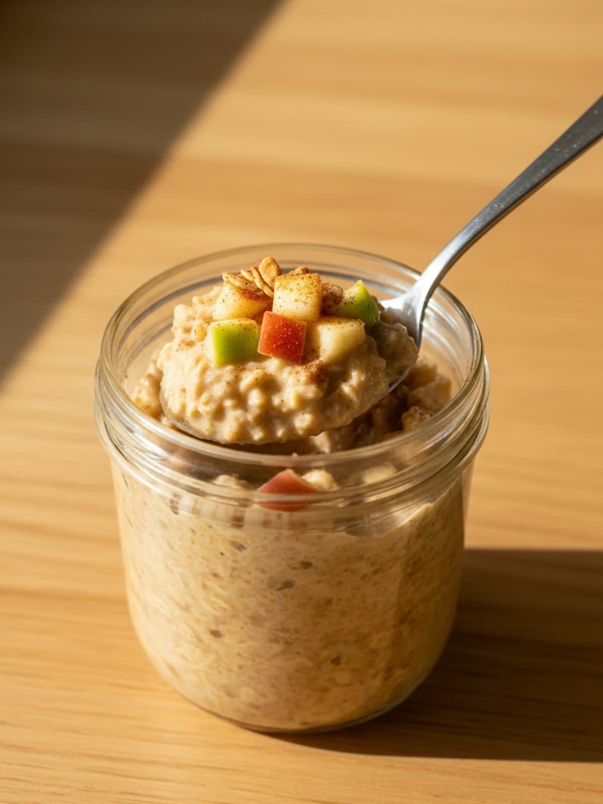 Apple Cinnamon Overnight Oats With Fresh Diced Apple: Chill overnight