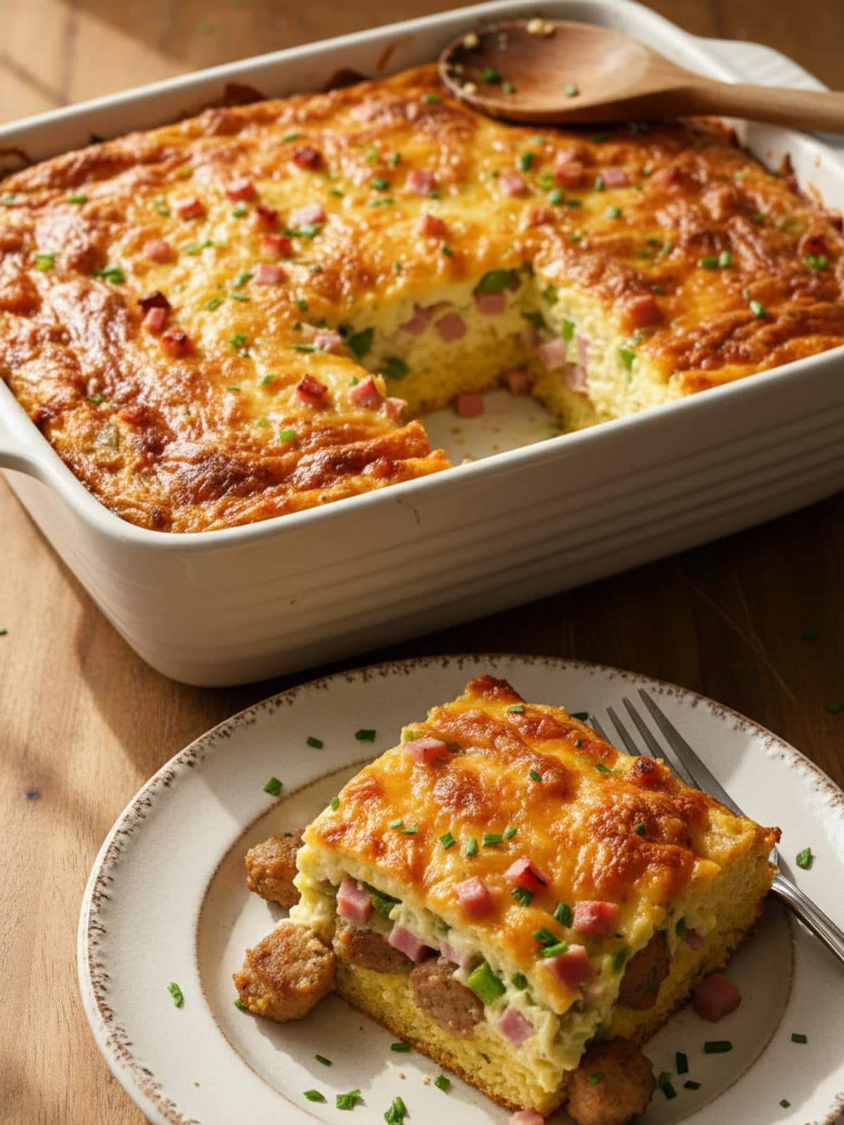 Breakfast Casserole With Biscuits and Chicken Sausage: Start the casserole