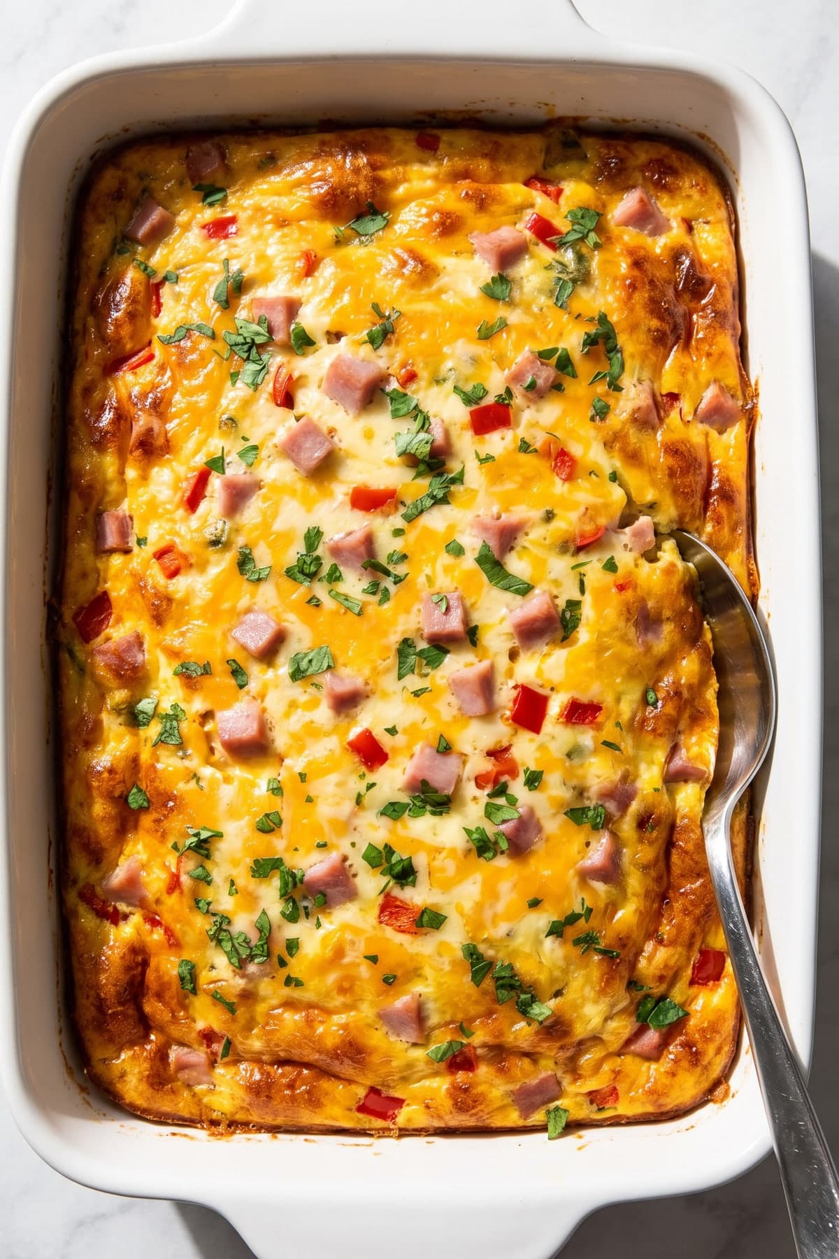Breakfast Egg Casserole With No Bread ready to serve