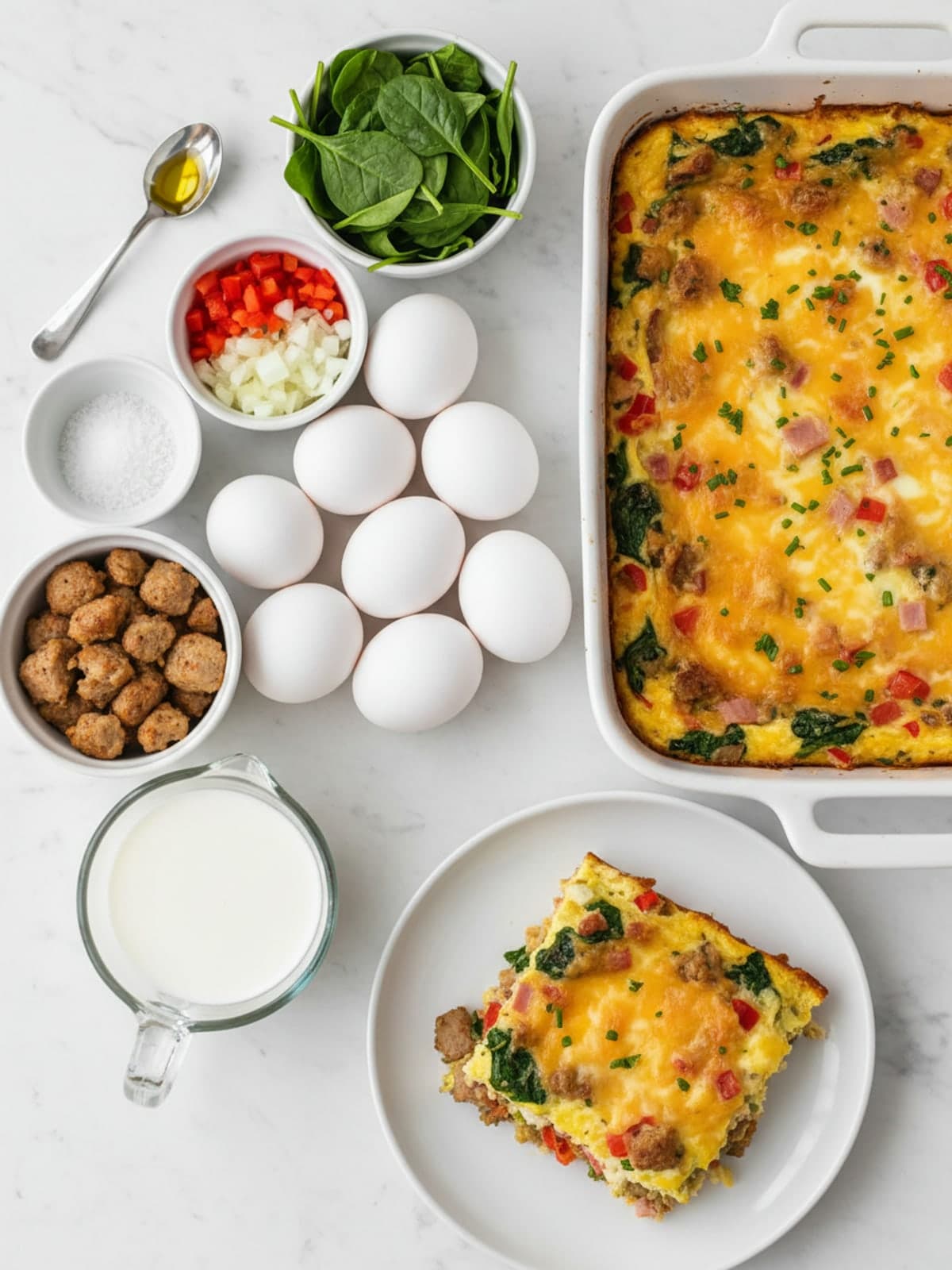 Ingredients for Breakfast Egg Casserole With No Bread
