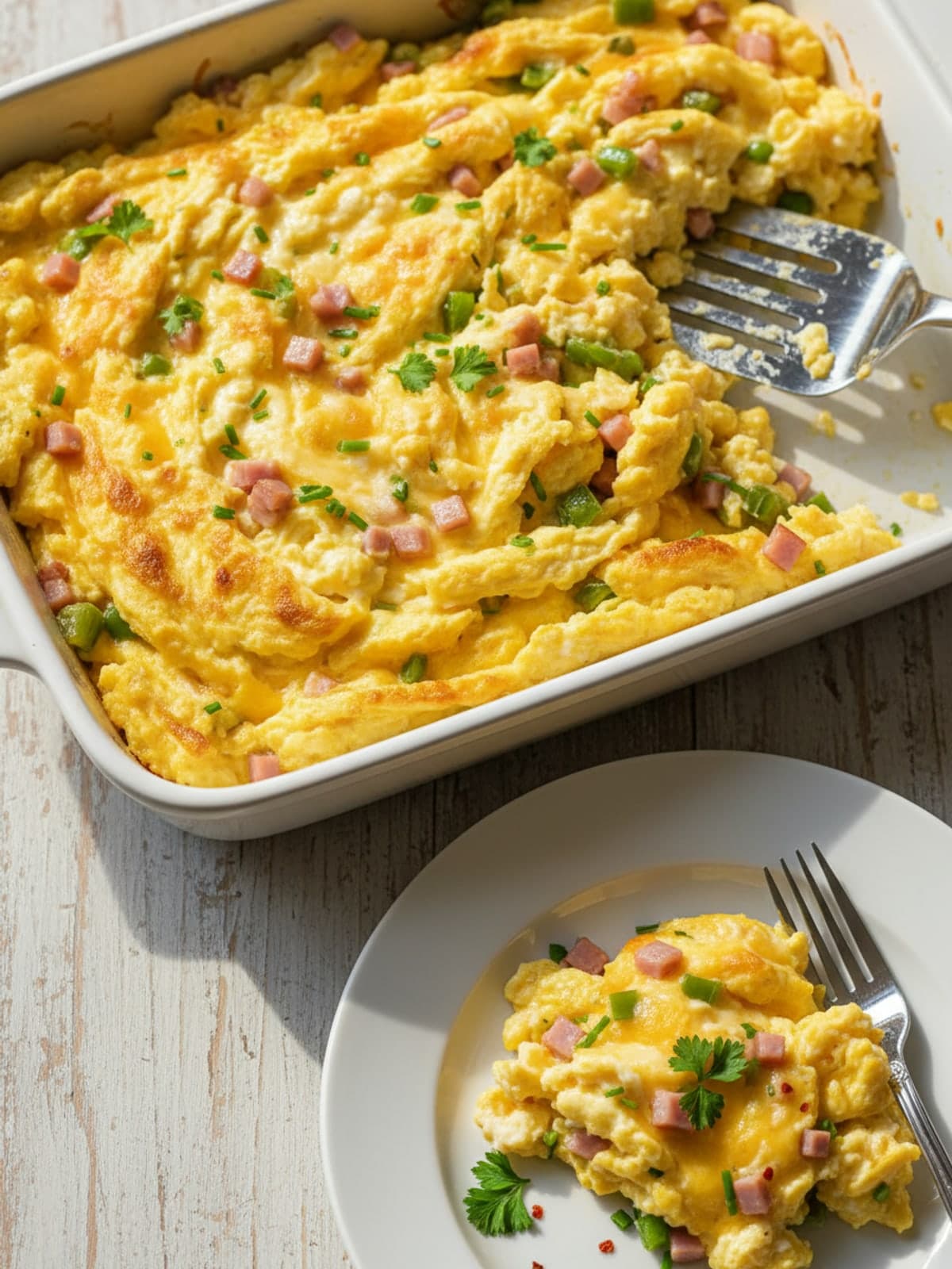 Fluffy Scrambled Eggs Without Milk or Cream: Fold broad curds