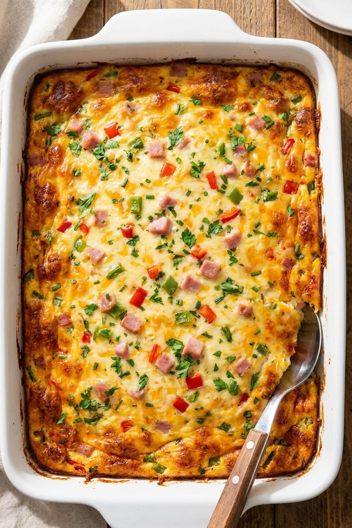 Cold-Start Overnight Breakfast Casserole ready to serve