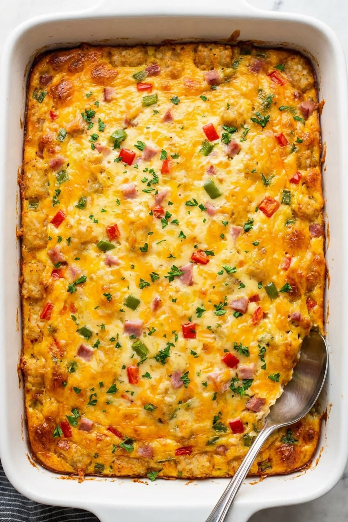 Tater Tot Breakfast Casserole With Sausage and Peppers